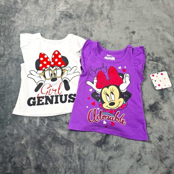 Disney Minnie Mouse Toddler Girls 2T Tee Bundle NWT Girl Genius & Adorable - Picture 1 of 7